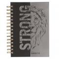  Christian Art Gifts Journal W/Scripture Strong Lion Joshua 1:9, Black and Gray 192 Ruled Pages, Large Hardcover Notebook, Wire Bound 
