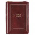  KJV Holy Bible, Compact Large Print Faux Leather Red Letter Edition - Ribbon Marker, King James Version, Burgundy, Zipper Closure 