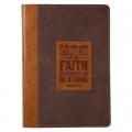  Christian Art Gifts Classic Journal Stand Firm in the Faith 1 Cor. 16:13 Inspirational Scripture Notebook, Ribbon Marker, Brown Faux Leather Flexcover 