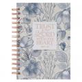  Christian Art Gifts Inspirational Journal, Trust in the Lord Wide Ruled Notebook, Proverbs 3:5 Bible Verse, Blue Floral, 192 Lined Pages W/Scripture, 