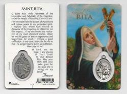  PRAYER CARD ST. RITA WITH MEDAL 