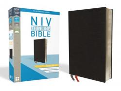  NIV, Thinline Bible, Giant Print, Bonded Leather, Black, Indexed, Red Letter Edition 