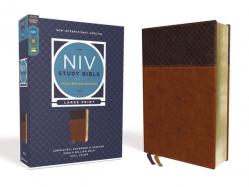  NIV Study Bible, Fully Revised Edition, Large Print, Leathersoft, Brown, Red Letter, Comfort Print 