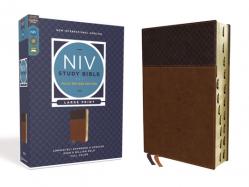  NIV Study Bible, Fully Revised Edition, Large Print, Leathersoft, Brown, Red Letter, Thumb Indexed, Comfort Print 