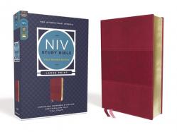  NIV Study Bible, Fully Revised Edition, Large Print, Leathersoft, Burgundy, Red Letter, Comfort Print 