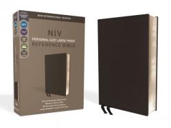  NIV, Personal Size Reference Bible, Large Print, Premium Leather, Black, Red Letter Edition, Comfort Print 