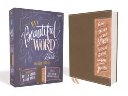  Niv, Beautiful Word Bible, Updated Edition, Peel/Stick Bible Tabs, Leathersoft, Brown/Pink, Red Letter, Comfort Print: 600+ Full-Color Illustrated Ver 