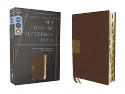 Niv, Thinline Reference Bible (Deep Study at a Portable Size), Leathersoft, Brown, Red Letter, Thumb Indexed, Comfort Print 