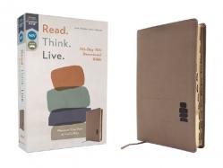  Niv, Read. Think. Live., Leathersoft, Brown, Thumb Indexed, Comfort Print: 365-Day NIV Devotional Bible - Discover Your Part in God\'s Plan 
