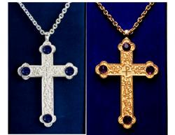  Pectoral Cross, Amethyst 4 inch in Gold or Silver 