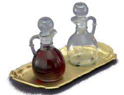  Cruet Set 6 oz with Brass Lacuered Tray 