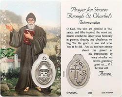  PRAYER CARD ST. CHARBEL WITH MEDAL 