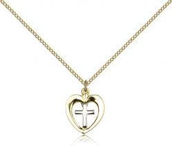  Pendant Cross Heart Sterling 5/8 inch 