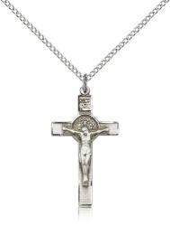  CRUCIFIX Pendant ST. BENEDICT CROSS Sterling 1-1/8 inch 