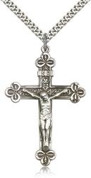  CRUCIFIX Pendant Sterling Scalloped 1-7/8 inch 