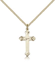  CROSS Pendant Scalloped 14K Gold Filled 7/8 inch 