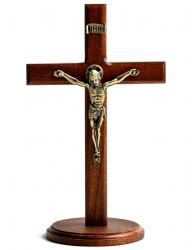  CRUCIFIX STANDING MAHOGANY 8 inch 