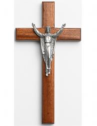  CRUCIFIX RISEN CHRIST MAHOGANY  7.75 inch 