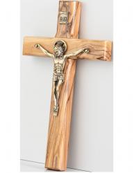  CRUCIFIX OLIVE WOOD 6.25 inch ANTIQUE GOLD CORPUS 