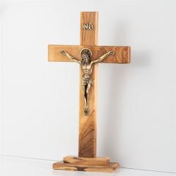  CRUCIFIX STANDING OLIVE WOOD 10 inch 