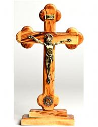  Crucifix Standing 8.5 inch Olive Wood with Relic 