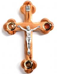  CRUCIFIX OLIVE WOOD 5.25 inch with JERUSALEM STONE 