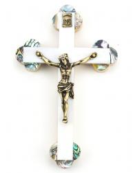  CRUCIFIX MOTHER OF PEARL SCALLOPED 5 inch 