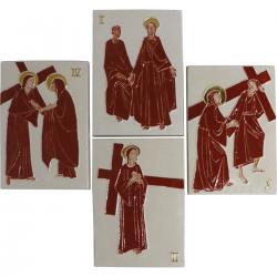  Stations of the Cross Maroonn Ceramic Set of 14 (15th Optional) 7.5 inch 