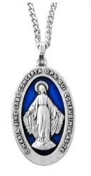  PENDANT MARY MIRACULOUS MEDAL WITH BLUE ENAMEL 