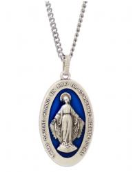  PENDANT MARY MIRACULOUS MEDAL WITH BLUE ENAMEL 