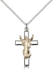  CRUCIFIX Pendant RISEN CHRIST 14K Gold Filled 1-1/8 inch 