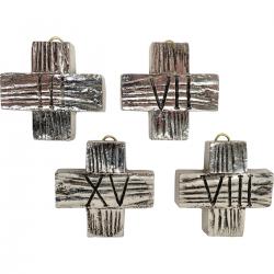  Stations of the Cross Silver Finish Set of 15 - 3 inch 