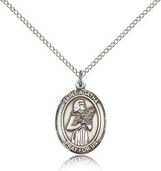  St. Agatha Medal - Sterling Silver - 3 Sizes 