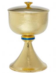  Ciborium Hammered with Lapis Blue Accent (225 Host Capacity) 