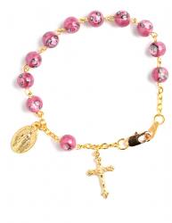  Bracelet Rosary Pink Lamp Bead 