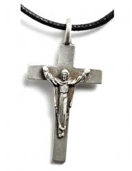  Pendant Crucifix Pewter on Rope 