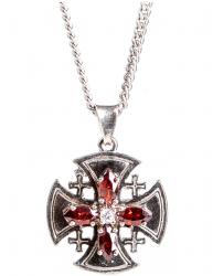  Pendant Jerusalem Cross Silver / Ruby 