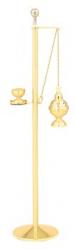  Censer Stand with Holy Water Sprinkler, Brass 