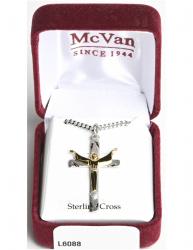  Pendant Cross with Risen Christ Sterling/Gold 