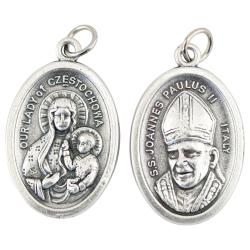  Medal Oxidized St. John Paul II / Our Lady of Czestowochowa 12/PKG (QTY Discount .90 ea) 