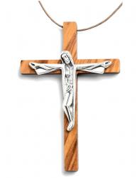  Pendant Crucifix Olivewood on Rope 2.5 inch 