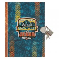  Secret Diary with Lock/Keys, Boys Interactive Christian Journal with Writing Prompts Teen, Tween - Life Is an Adventure with Jesus Psalm 16:11 Bible V 