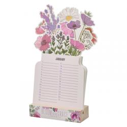  Christian Art Gifts Inspirational Scripture Perpetual Table Top Undated Desk Calendar for Women: Bloom in His Grace, 12 Monthly Cards with Dated Lines 