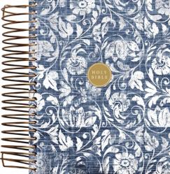  Niv, Journal the Word Bible, Spiral-Bound Edition, Double-Column, Hardcover Spiral, Blue Floral, Red Letter, Comfort Print: This Lay-Flat Edition Invi 