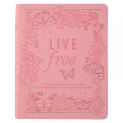  Live Free Devotional for Women, 366 Devotions on Becoming Truly Free Through Total Surrender to God, Pink Faux Leather 