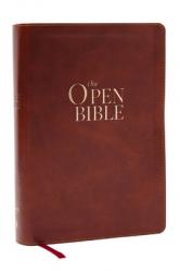  The Open Bible: Read and Discover the Bible for Yourself (Kjv, Brown Leathersoft, Red Letter, Comfort Print) 