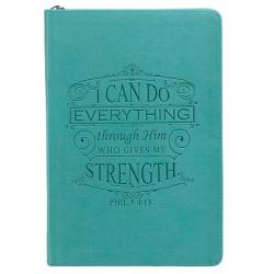  I Can Do Everything: Teal Lux-Leather Journal with Zipper 