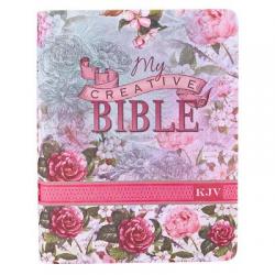  KJV Holy Bible, My Creative Bible, Faux Leather Flexcover - Ribbon Marker, King James Version, Pink Floral 