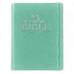  KJV Holy Bible, My Creative Bible, Faux Leather Hardcover - Ribbon Marker, King James Version, Teal W/Elastic Closure 