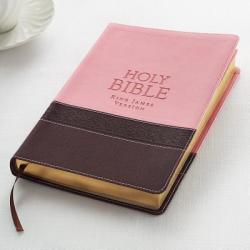  KJV Large Print Lux-Leather Brown/Pink 